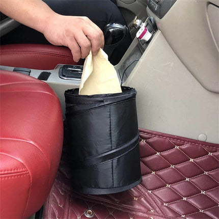 Compact Foldable Car Trash Can with Pressing Lid and Storage Pocket - Wnkrs
