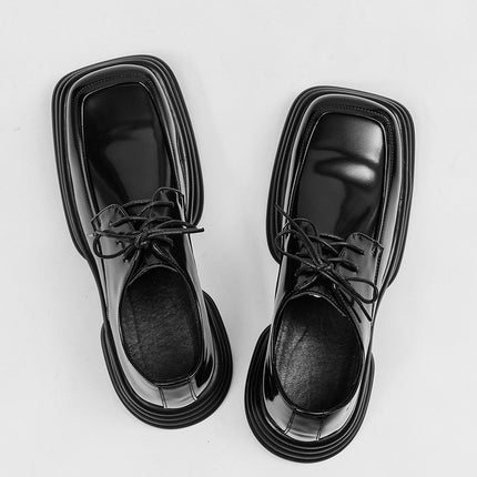 Mocassins en cuir noirs décontractés pour hommes, pour augmenter la taille