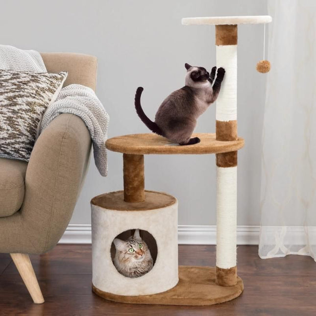 3-Tier Indoor Cat Tree with Condo, Scratching Posts & Perches - Wnkrs