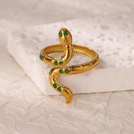 Anillos de serpiente de acero inoxidable dorado para mujer: joyería estética vintage con animales