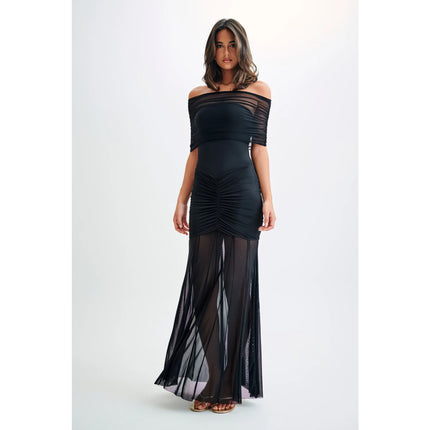 Robe longue sexy dos nu à épaules dénudées pour femme