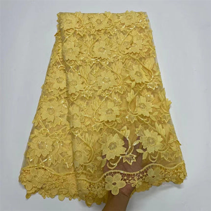 Water Soluble Lace With Sequins Embroidered Flower Texture Mesh Fabric - Wnkrs