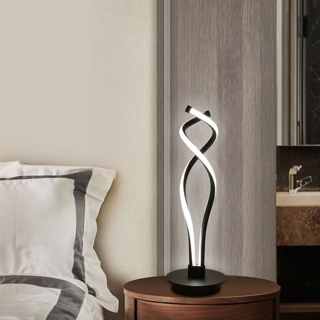 Modern Black LED Spiral Table Lamp - Wnkrs