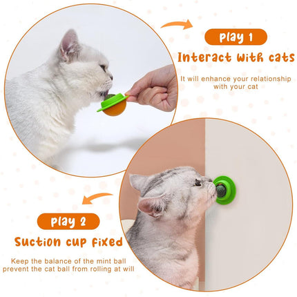 Jouet interactif rotatif en forme de balle d'herbe pour chat avec ventouse