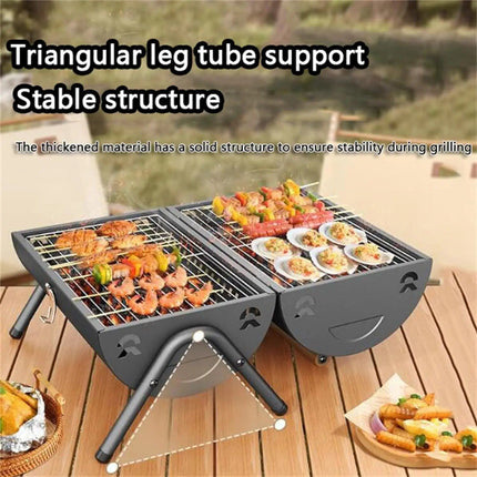 Portable Dual Cooking Area Charcoal Grill – Smoke-Free, Easy Carry BBQ for Outdoor Adventures - Wnkrs