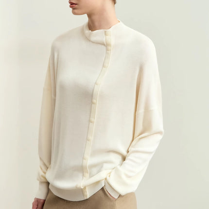 Pull ample asymétrique à manches tombantes pour l'automne