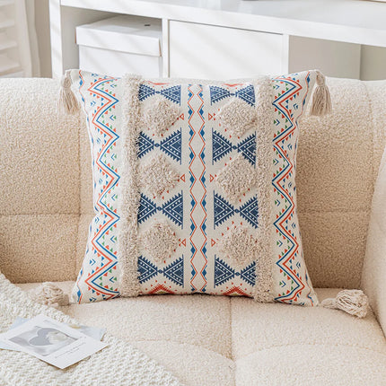 Housse de coussin touffetée géométrique Boho – Coussin décoratif pour la maison et le canapé