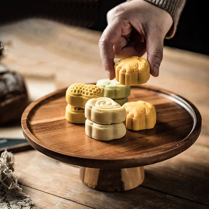 Présentoir à gâteaux et desserts créatif en bois d'acacia