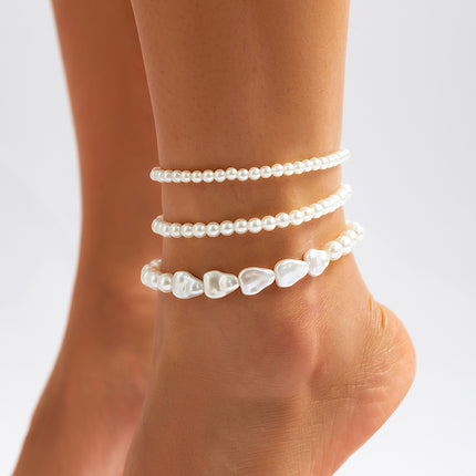 Boho Chic Multi-Layer Pearl Anklet - Summer Beach Foot Jewelry for Women