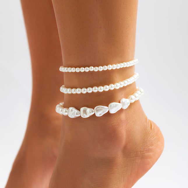 Bracelet de cheville multicouches en perles style bohème chic - Bijou de pied de plage d'été pour femme