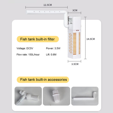 Filtre d'aquarium submersible avec pompe de circulation intégrée