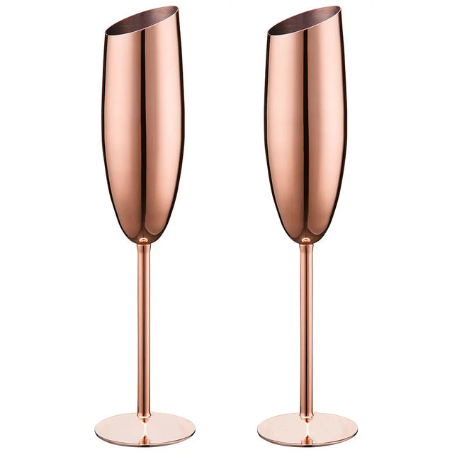 Lot de 2 grands verres à champagne et à martini en acier inoxydable pour boissons froides