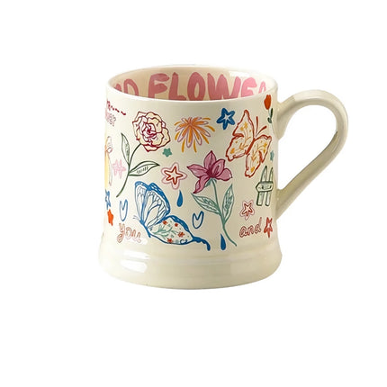 Taza de cerámica con estampado de flores francesas de 370 ml