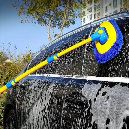 Balai de lavage de voiture télescopique réglable avec tête de brosse en chenille super absorbante