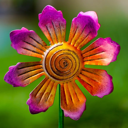 Escultura de jardín de flores de metal