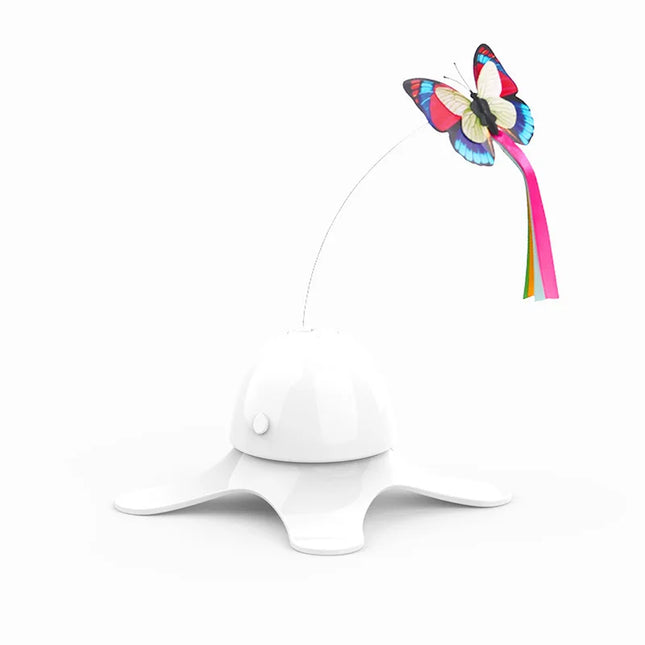 Juguete interactivo para gatos con forma de mariposa y plato giratorio eléctrico