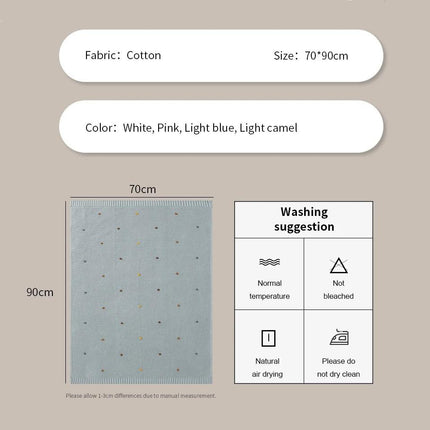Soft Cotton Knit Baby Blanket - Unisex Dot Pattern Stroller & Crib Quilt