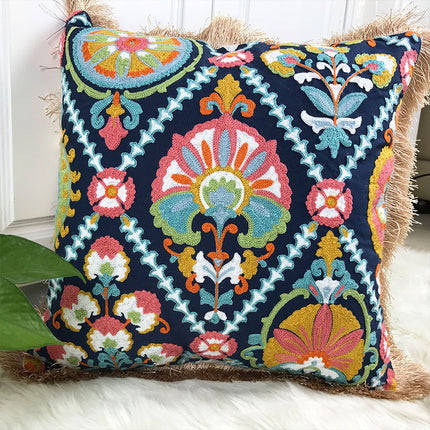 Embroidered Fringe Vintage Boho Pillowcase - Wnkrs