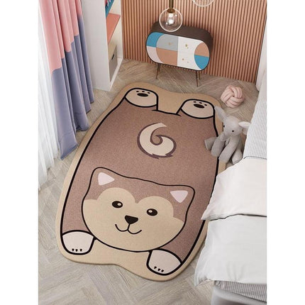 Tapis décoratifs pour salon avec animaux mignons – Tapis de chambre à coucher en peluche doux avec dessin animé