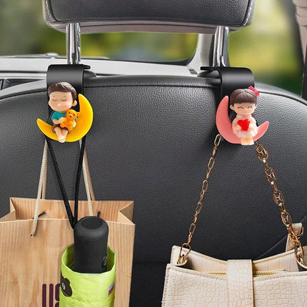 Cute Cartoon Car Seat Back Hooks - 2Pcs, Universal Rear Seat Hanger for Storage - Wnkrs