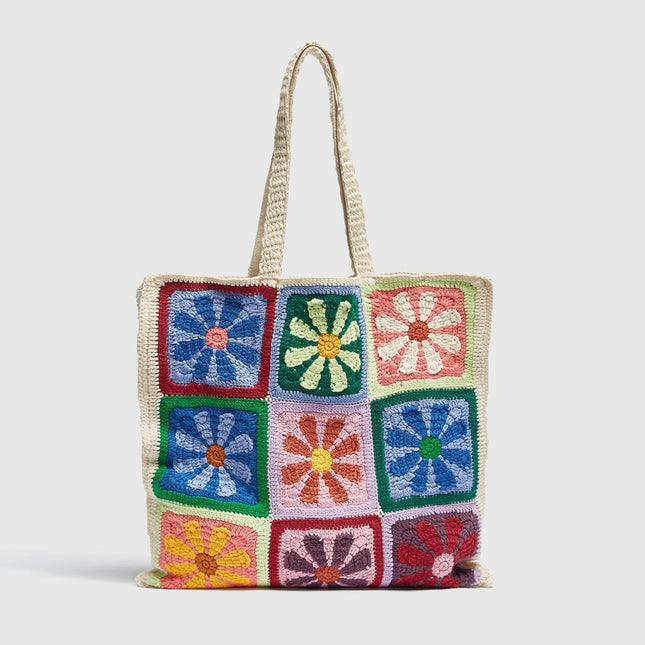 Sac à bandoulière en crochet fleuri