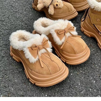 Botas de nieve con plataforma integrada de piel para mujer