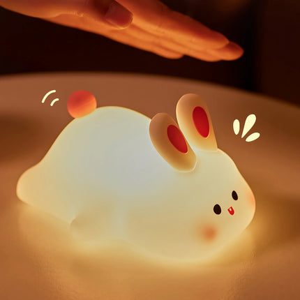 Lampe de nuit en silicone en forme de lapin mignon