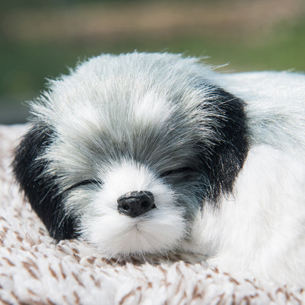 Lindo adorno de peluche de perro durmiendo para ambientador y eliminador de olores para automóvil