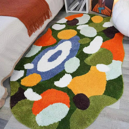 Tapis antidérapant doux à thème mousse et galets pour enfants