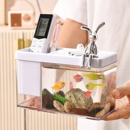 Mini aquarium de bureau avec porte-stylo