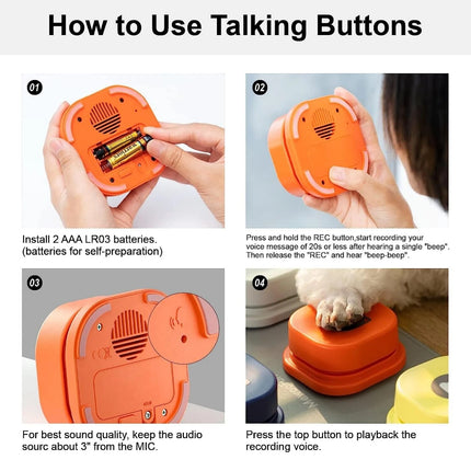 Voice Recording Dog Communication Buttons with Non-Skid Mat