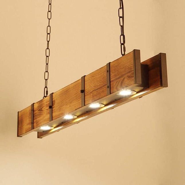 Vintage 4-Head Wooden Pendant Light - Wnkrs