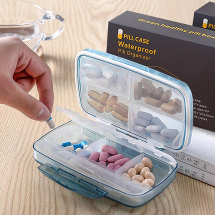 Caja de medicamentos impermeable y sellada de gran capacidad con 8 compartimentos