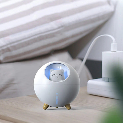 Humidificador ultrasónico Planet Cat con luz LED nocturna de colores