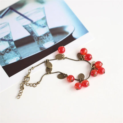 Boho Vintage Cherry Coin Bangle for Girls