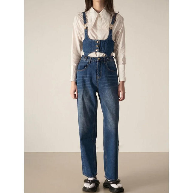 Conjunto elegante de dos piezas en denim: top sin mangas y pantalones anchos