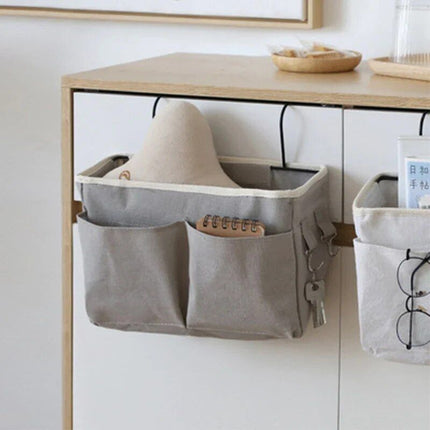 Multi-Purpose Bedside Storage Organizer: Canvas Hanging Pocket for Bedroom Essentials - Wnkrs