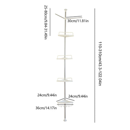 Adjustable 4-Tier Corner Shower Caddy with Rust-Proof Tension Pole - Wnkrs