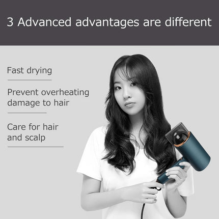 Foldable Handle 1800W Hair Dryer with Blue Light and Negative Ion Technology