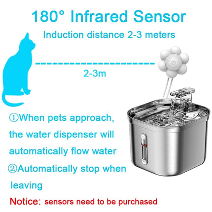 Fuente de agua para gatos de acero inoxidable ultra silenciosa con sensor automático y bomba USB