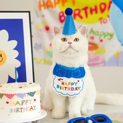 Ensemble charmant bandana et chapeau d'anniversaire pour animaux de compagnie