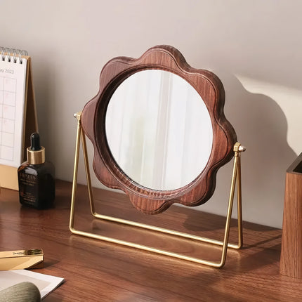 Miroir de maquillage de bureau rotatif élégant – Design néoclassique