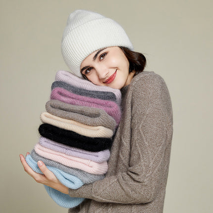 Bonnet unisexe en fourrure de lapin véritable, 9 couleurs, tricoté – Chaud et élégant pour hommes et femmes