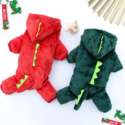 Combinaison polaire d'hiver pour chien motif dinosaure