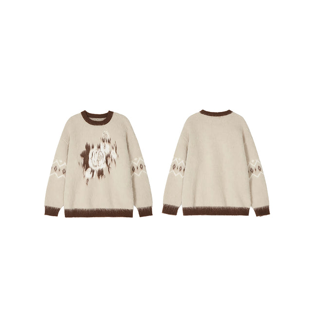 Suéter de mohair con estampado floral acogedor para mujer