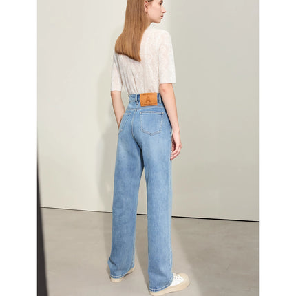 Pantalon en jean droit rétro minimaliste pour femme