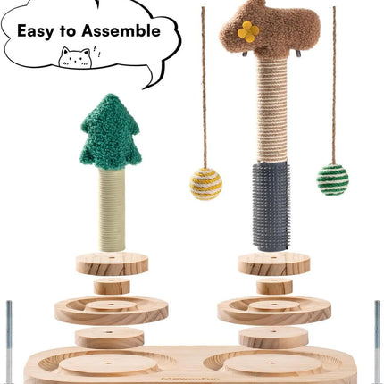 Multi-functional Cat Scratch Post with 3-Tier Track - Wnkrs