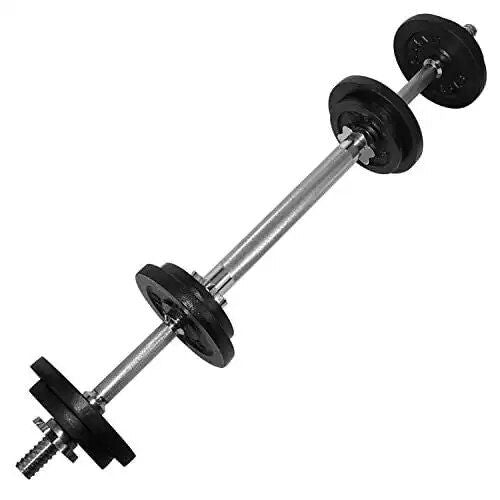 50 lbs Adjustable 2-in-1 Dumbbell and Barbell Set for Full-Body Workout - Wnkrs