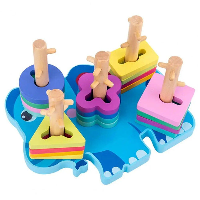 Wooden Animal Shape Puzzle & Stacking Toy for Kids' Development - Wnkrs