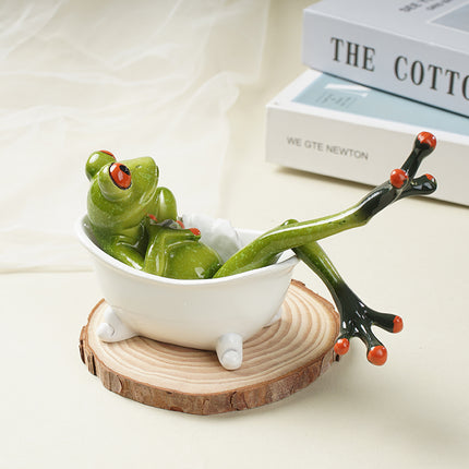 Figurines de baignoire en résine représentant une grenouille de toilette